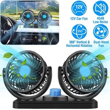 12V Car Fan Dual Head Fan Dashboard Cooling Fans Air Cooler & Cigarette Lighter