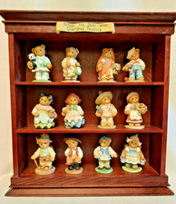 Vintage Across the Seas with Cherished Teddies set of 12 w/ Wooden Display Case