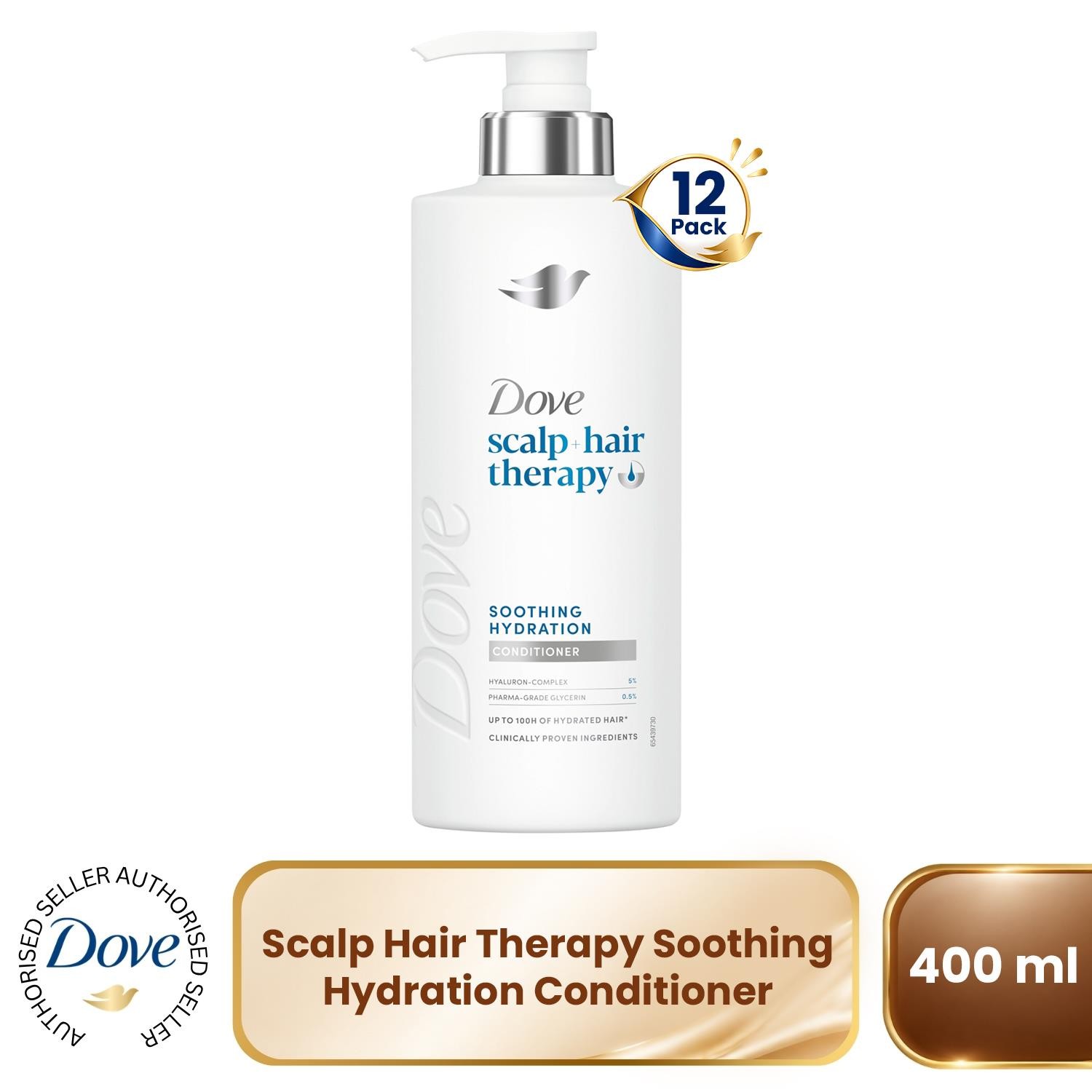 Dove Scalp + Hair Therapy Soothing Hydration Conditioner, 400 ml | For dry hair, Hyaluron-Complex and pharma-grade glycerin help replenish moisture while improving smoothness and manageability - Image 12