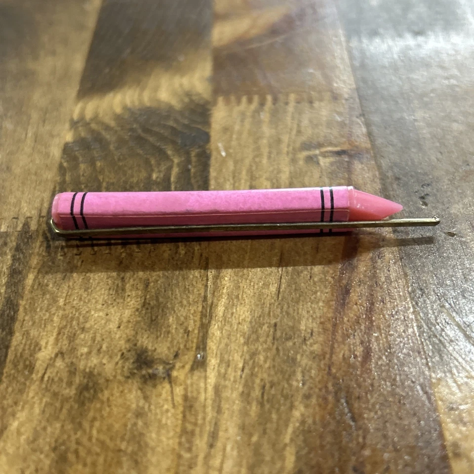 Vintage Pink Crayon Gold Tone Tie Bar Clip - Image 2 of 3