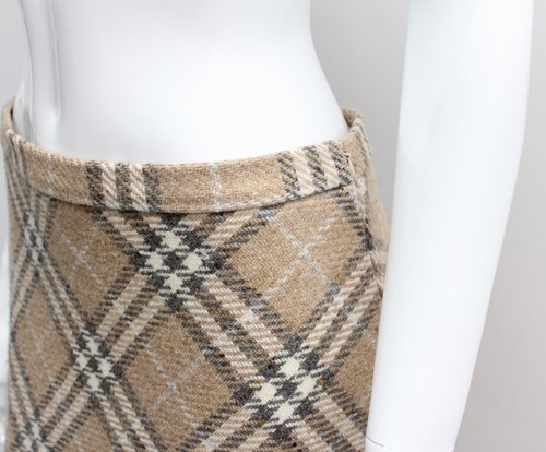 Authentic Vintage Women's BURBERRY Plaid Wool Midi Skirt RARE US10 made in ITALY - Picture 2 of 10