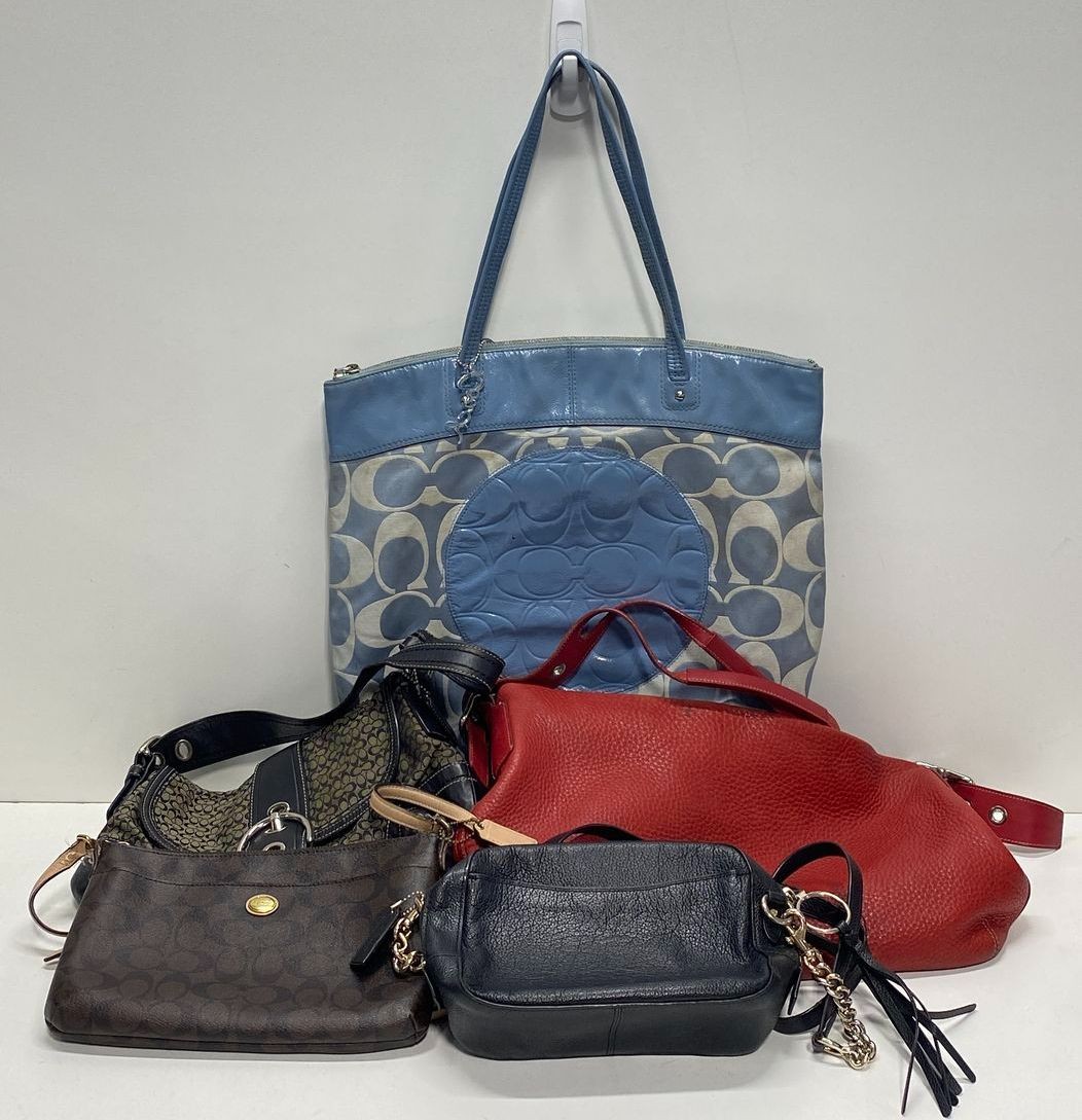 Coach Signature Canvas Purses -Mixed Handbags Bundle of 5-image