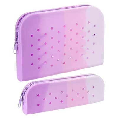2 Pack Silicone Pencil Pouches, Pencil Pouch Case, Gradient Purple