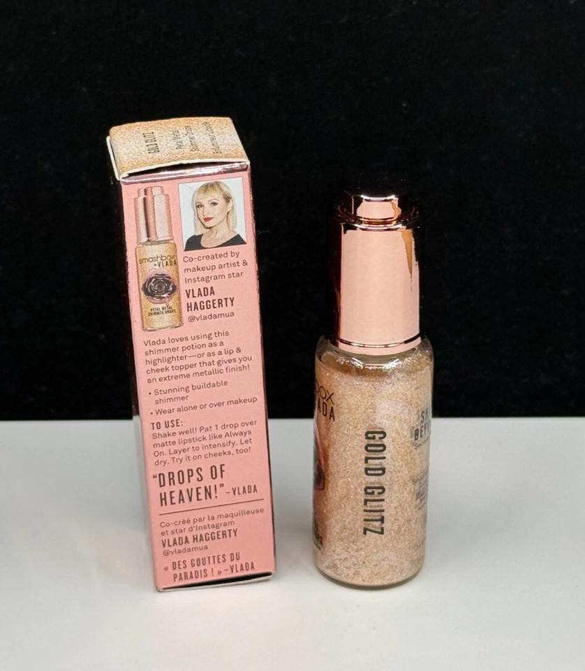 Smashbox + Vlada Petal Metal Shimmer Drops 0.34 oz #GOLD GLITZ New In Box - Image 2 of 4