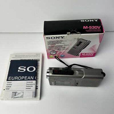 Sony M-530V Microcassette Recorder | Box & Manual | Working | No Tape included 