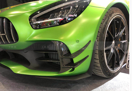 Front Bumper Lip Side Fins Splitters Fits Benz AMG GT R 2017-20 Carbon Fibre - Foto 3 di 6