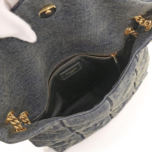 SAINT LAURENT Puffer Medium Chain Shoulder Bag Denim & Suede, Rodeo Blue 577475 - Picture 2 of 10