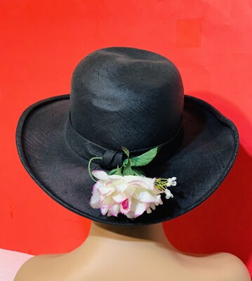 FABIANI Women s Hat Black with Flowers ~ Vintage