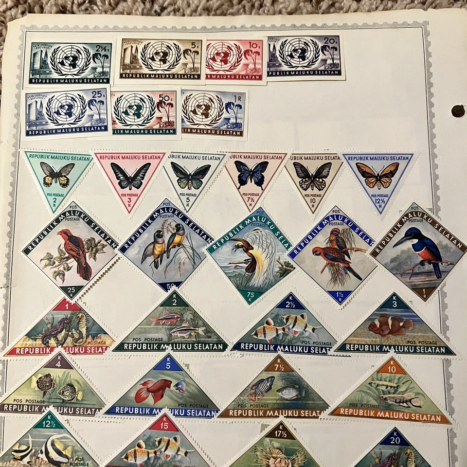 ENORME LOTE DE SELLOS MALUKU SELATAN COMO NUEVOS EN PÁGINAS DE ÁLBUM IMPERFECTOS, ANIMALES, CONJUNTOS Foto 4 de 4