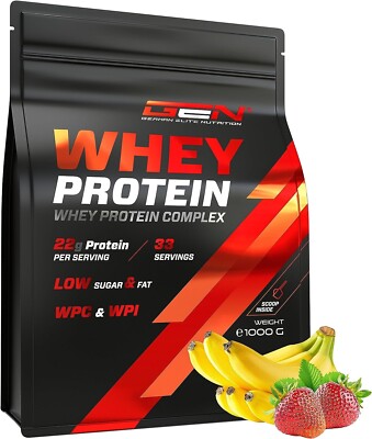 Whey Protein Complex - 1000g WPI + WPC Mix - Low Fat / Low Sugar Erdbeere Banane
