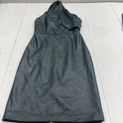 Shoshanna Arden Green Faux Leather One Shoulder Midi Dress Womens Size 8 |  eBay