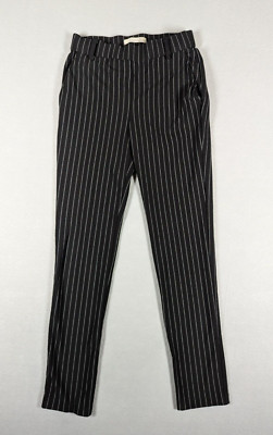 Active USA Pants Womens Size Small Black Pinstripes Business Casual Stretch Slim