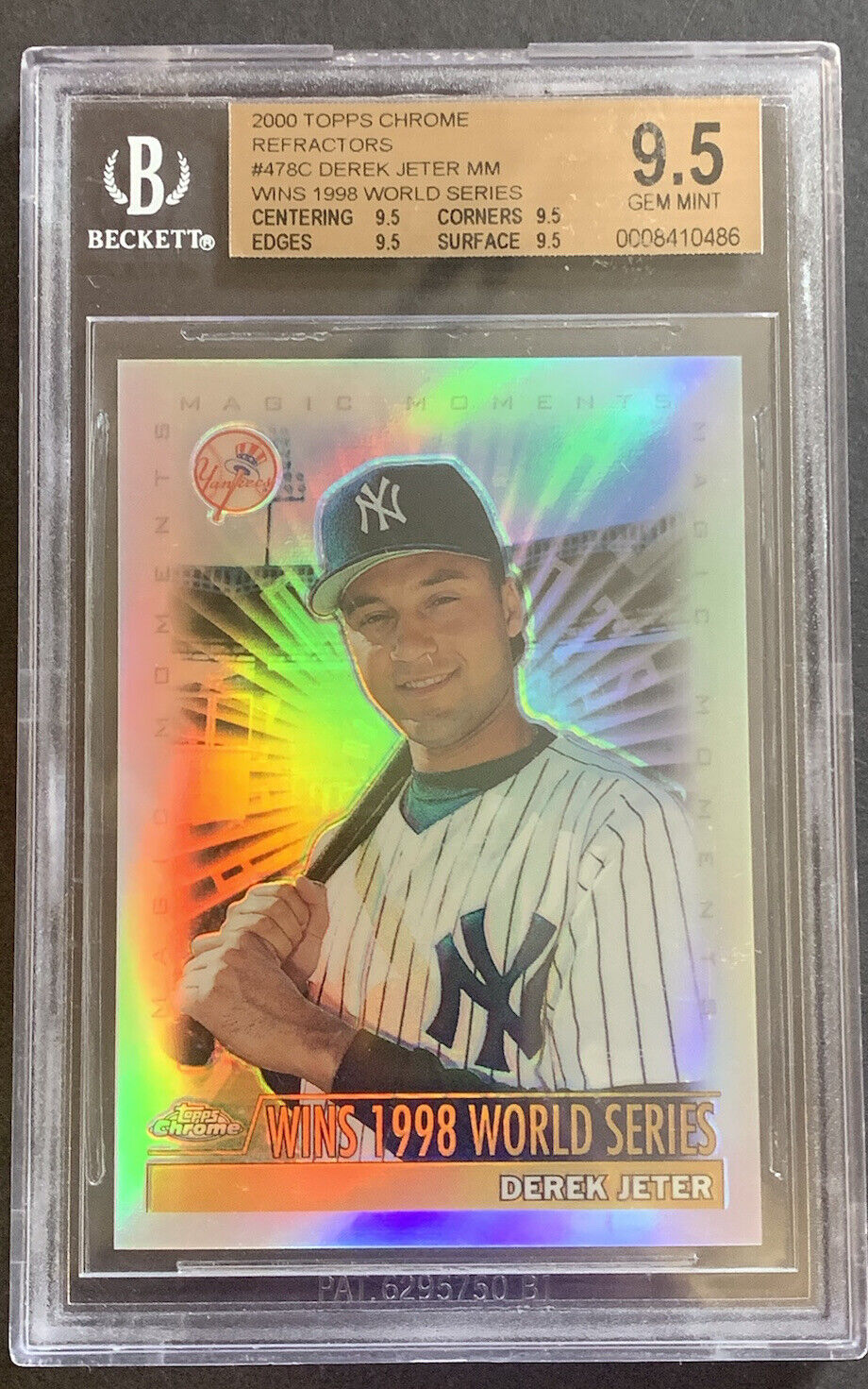 DEREK JETER 2000 Topps Chrome Refractor #478 Wins 1998 WS BGS 9.5 Gem Mint