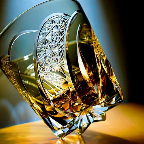 Vaso de whisky 320 ml vidrio hecho a mano de alta gama vidrio Edo Kiriko embalaje de regalo a la venta - Imagen 8 de 11