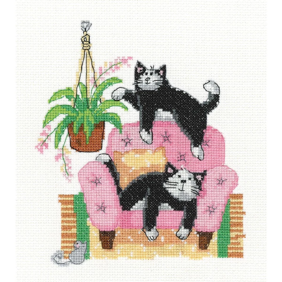 Heritage Kreuzstich Stickpackung Zählstoff "Verspielte Katzen (A)", Zählmuster, - Bild 1 von 1