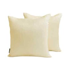 Cream Art Silk Plain  Solid Set of 2, 16"x16" Throw Pillow Cover - Cream Luxury
