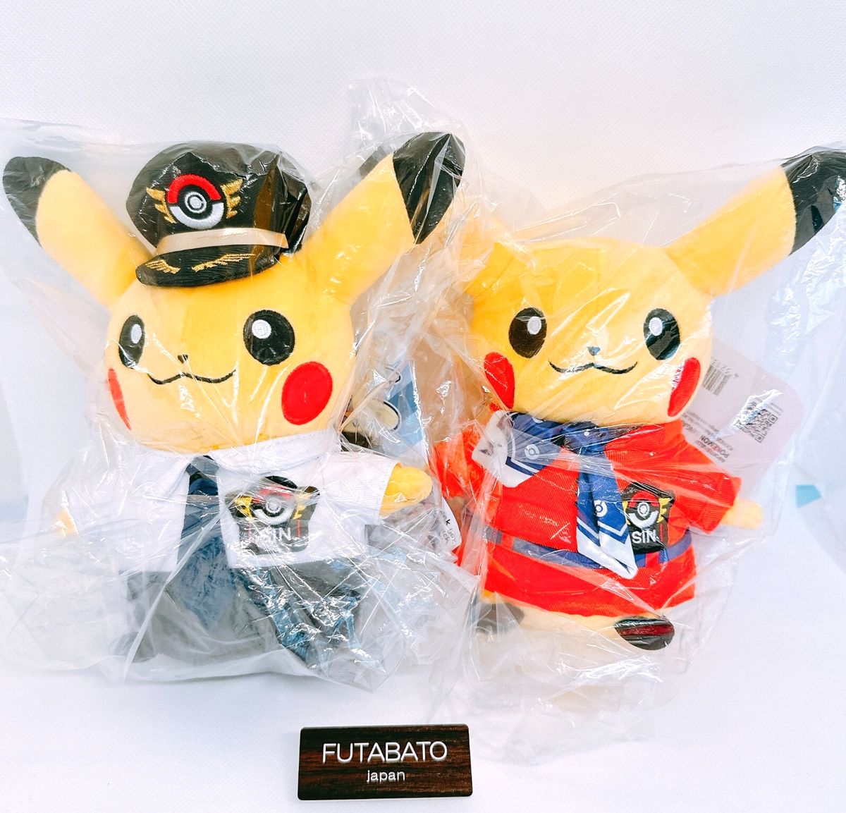 Set of 2 Pokemon Singapore Limited CA Pilot Pikachu Plush Stuffed