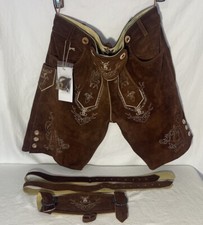 Schoneberger NWT German Lederhosen Size US36 Brown Leather Suede Short Pants NEW