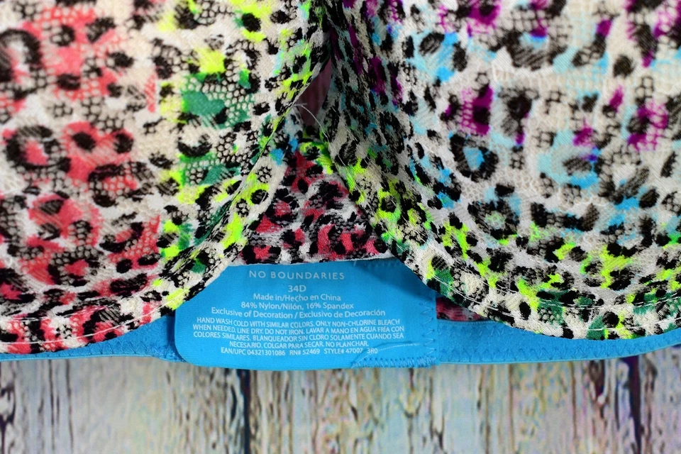 Women's No Boundaries Lace Racerback Leopard Bra 32B-40D Multicolor Intimates - Image 4 of 4