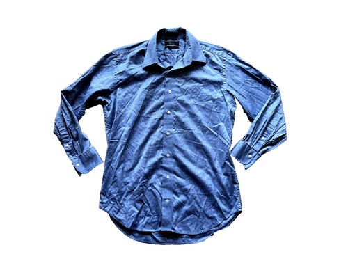 NWT Men's SAKS Fifth Avenue Slim Fit Blue Brown Stipe Dress Shirt Size 15  $145 | eBay