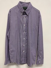 RALPH LAUREN PURE COTTON LS NON-IRON SHIRT IN PURPLE STRIPE SIZE 17 BNWOT S318 