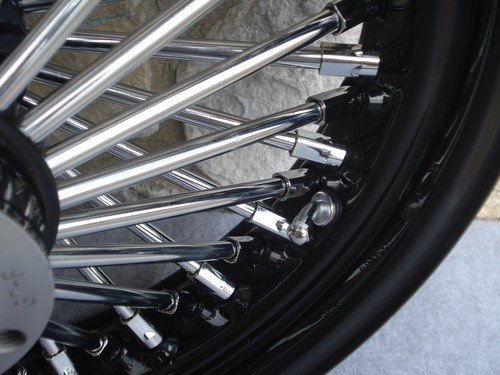 16" BLACK FAT 48 SPOKE REAR WHEEL HARLEY FLT ROAD STREET GLIDE TOURING 2008 ONLY - Picture 2 of 3