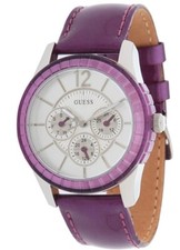 Guess Purple Leather Strap Multifunction 40mm Women's Watch W95134L4