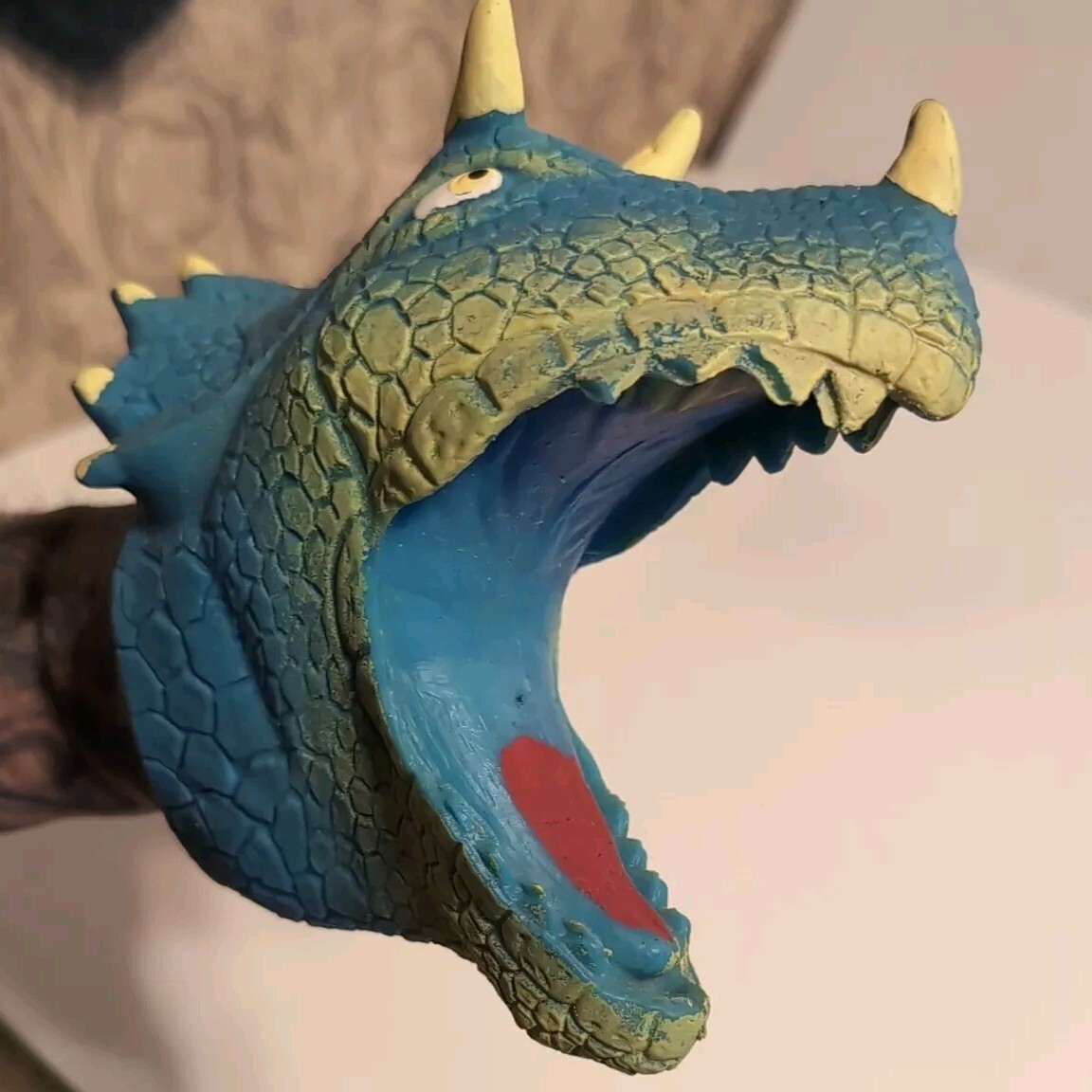 Vtg. Rubber Dinosaur Head Child's Hand Puppet Possiblely JA-RU Imperial?