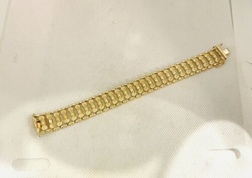 "Brazalete llamativo corte grabado en oro italiano de 14 k 7,5""" - Imagen 3 de 6