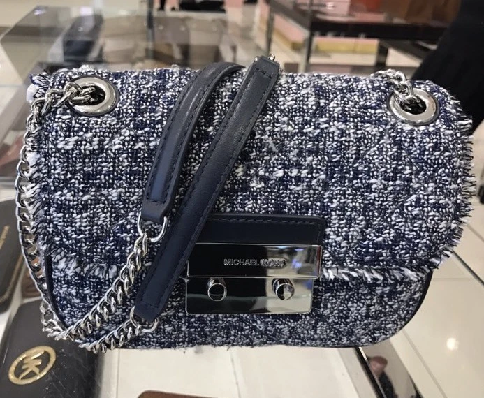 Michael Kors Sloan Admiral Quilted Large Tweed Shoulder Bag eBay