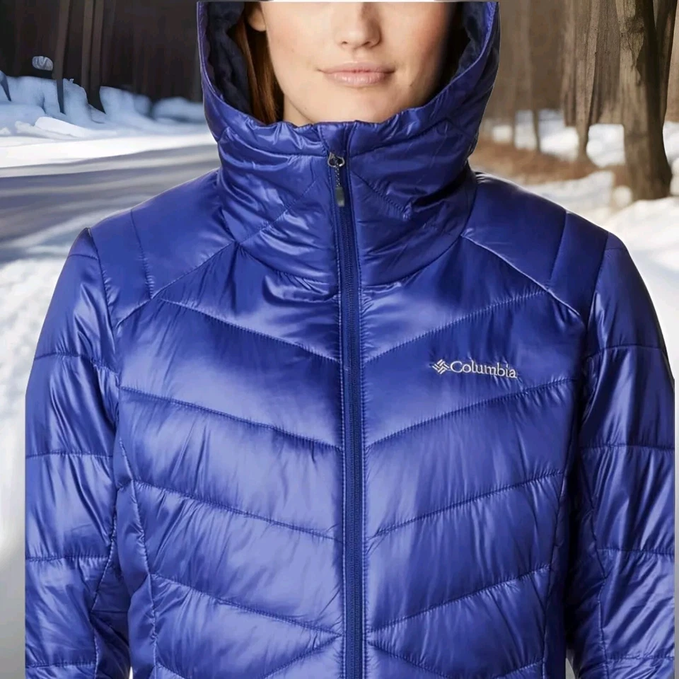 Womens Columbia Joy Peak Mid Hooded Jacket Omni-Heat Gold Infinity SZ Small - Image 4 of 4