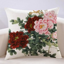 45.7x45.7cm Chinesisch Blumenmuster Baumwolle Leinen Kissenbezug Badezimmer Sofa