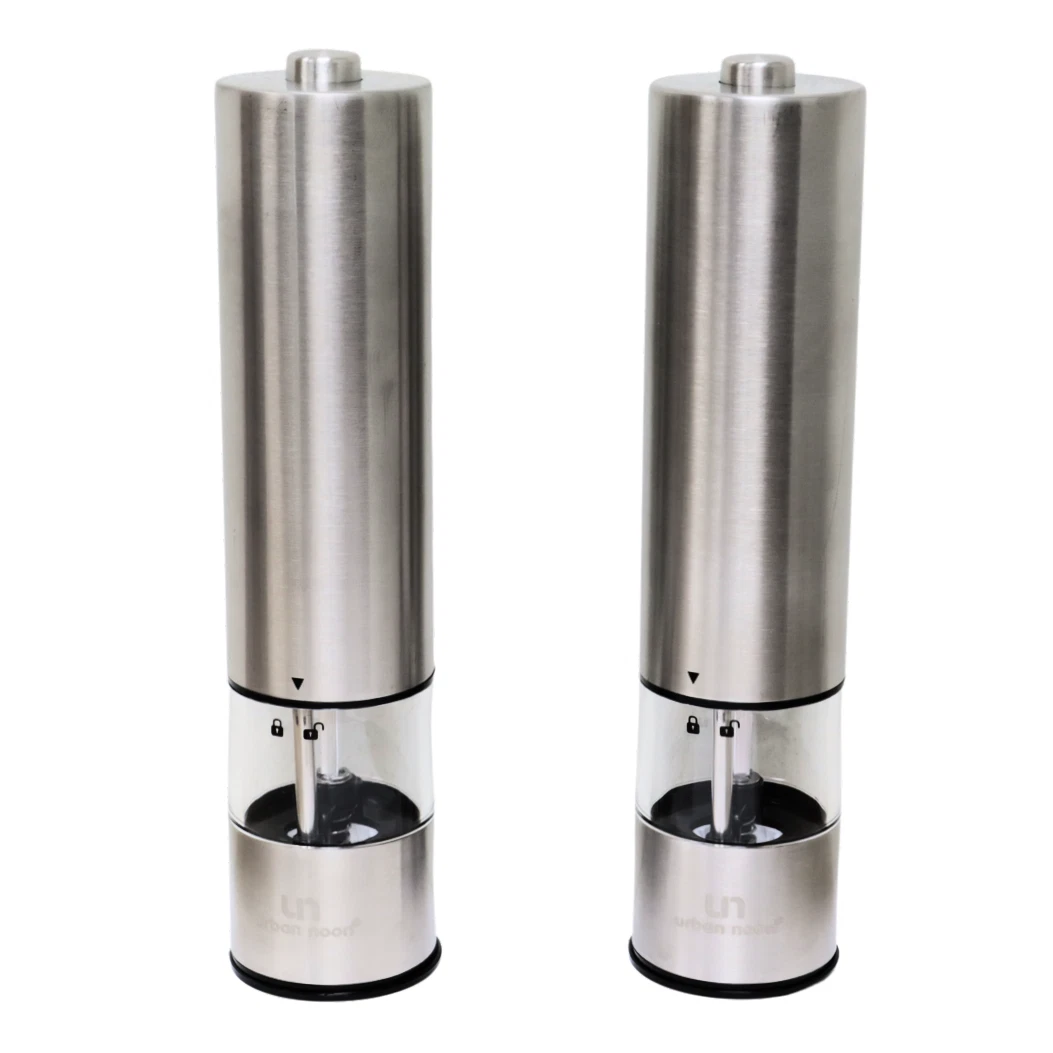 Urban Noon Stainless Steel Battery Operated Salt & Pepper Grinder Set