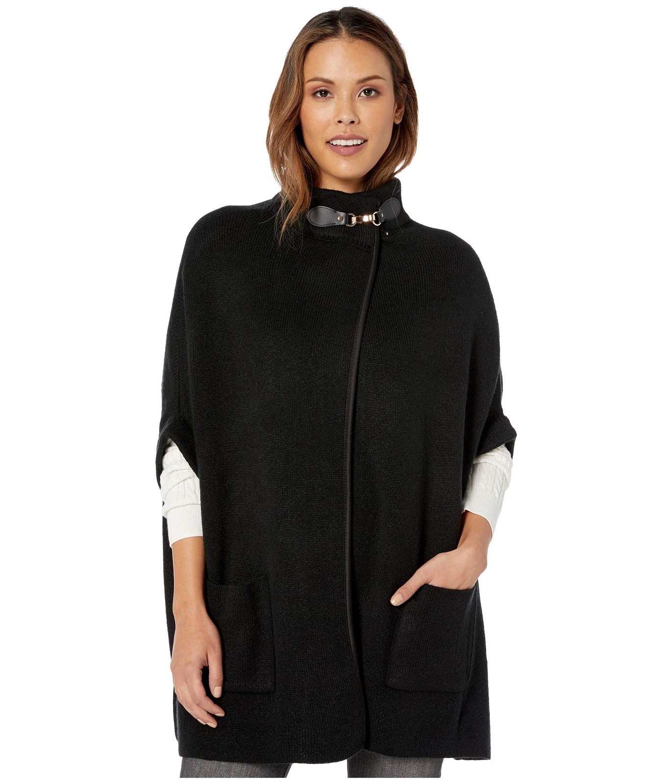 Однотонная накидка для верховой езды Steve Madden с прорезным карманом черная Один размер 8790₽