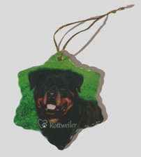 Rottweiler Dog Porcelain Star Shaped Christmas Ornament New