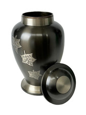 Elegant Solid Brass Shine Black Leaves Urns - Handcrafted Memorial Urn for Ashes