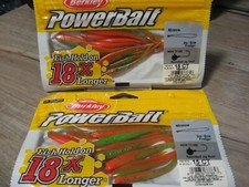 2 Packs Berkley Soft Fishing PowerBait - 3" Split Tail Minnow - Fire Tiger