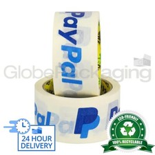24 Rollen 100 % recycelbar 2 Zoll (50 mm) PayPal Wei&szlig; Kraftpapier &Ouml;ko Packband