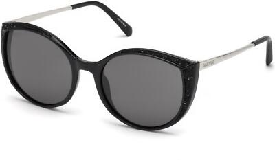 Swarovski SK 168 01A BLACK Glitter Round Cat Sunglasses Frame 55-19-140 SK0168