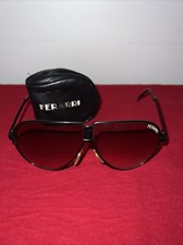 Vintage Ferrari LTD Folding Sunglasses Gold Gradient Brown 60's 70's aviator