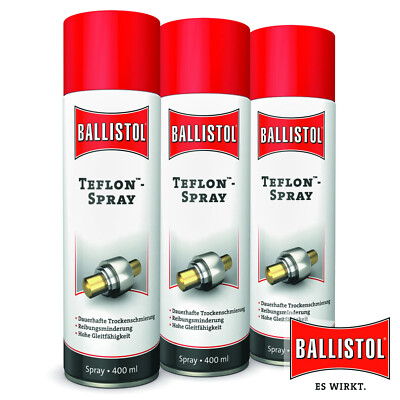 Ballistol 3x200 ml Teflon Spray Trockenschmierung Kunststoff Lauflager