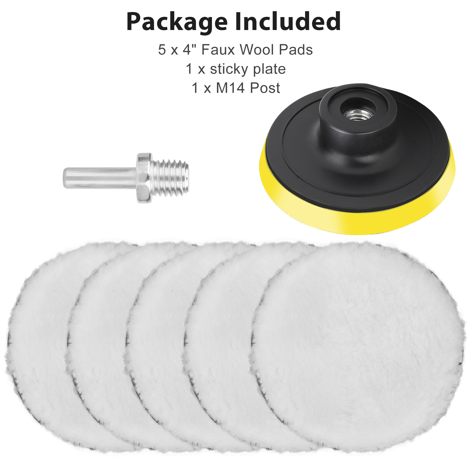 7in1 4" Buffing Polishing Pad Car Wool Wheel Mop Kit Auto Polisher Drill Adapter