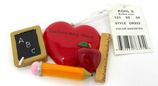 Elementary School Teacher Ornament Gift - 'Teachers Have Heart ' - Apple, Pencil