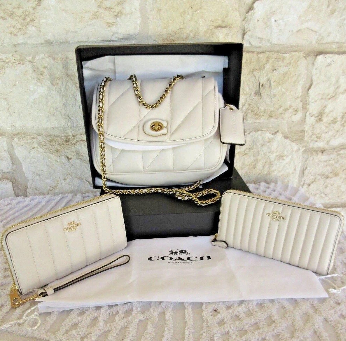 NUOVO COACH cuscino Madison borsa a tracolla cuscino trapuntata borsa GESSO MED set OPZIONI