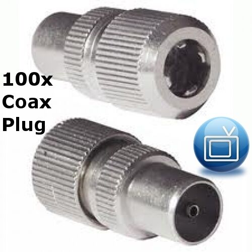 100 Coaxial Connectors / Plugs - RF, Male, Saorview, RG6, Coax x 100 - Afbeelding 1 van 1
