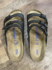 Birkenstock Florida, Three Strap soft foot bed Black leather sandals