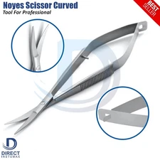 Tijera Micro Noyes quirúrgica dental con resorte curvo para oftalmología