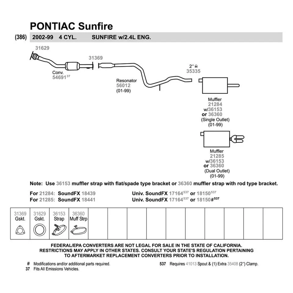 For Chevy Cavalier 95-05 Walker SoundFX Steel Oval Aluminized Exhaust Muffler — 第 4/4 张图片