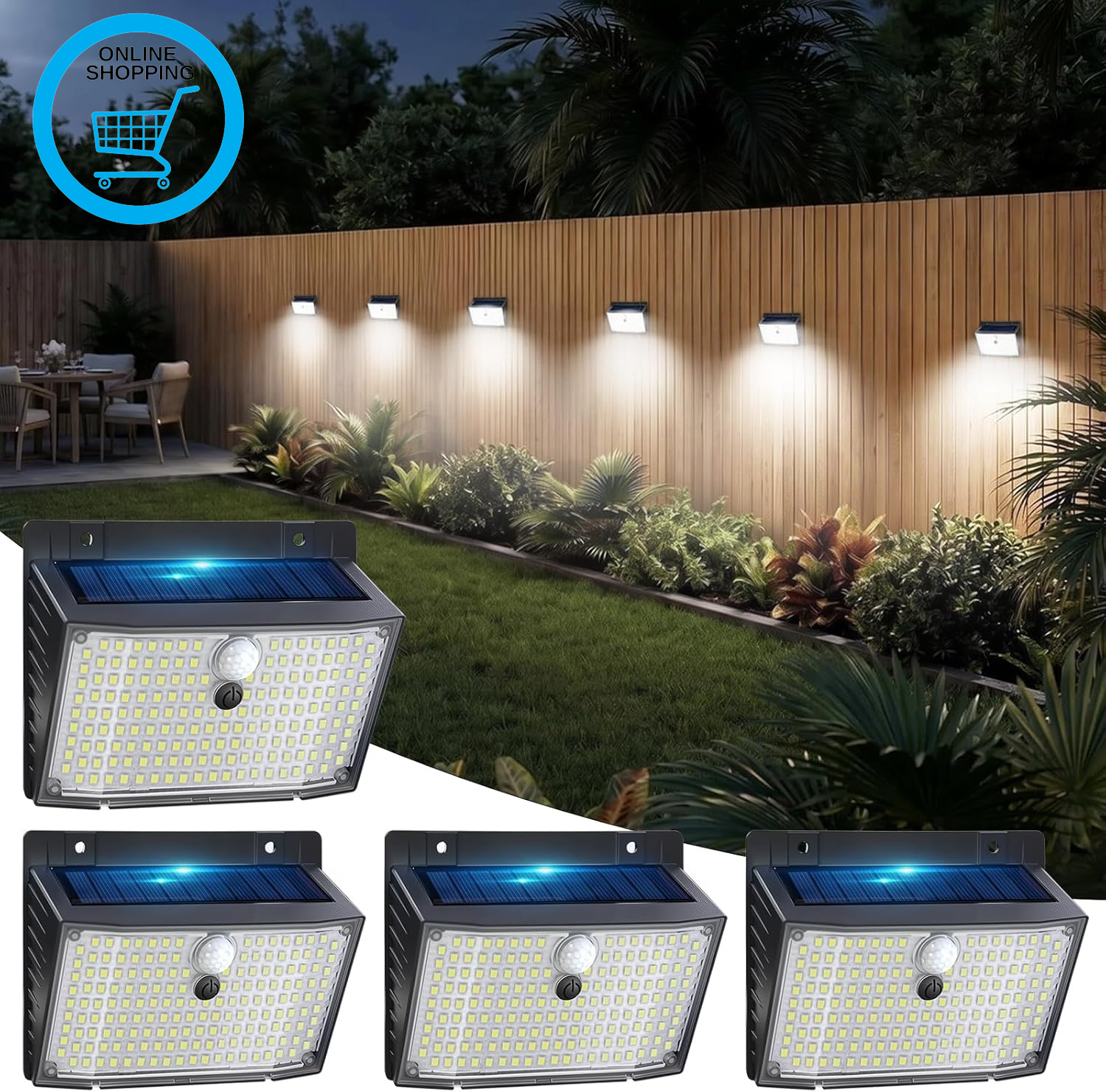 Solar Lights Outdoor Garden 168Leds Solar Security Lights 3 Modes Motion Sensor
