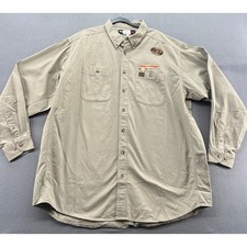 Wrangler Riggs Workwear Shirt Men's Sz M Tan Long Sleeve Button Up Utility